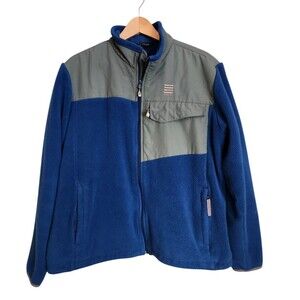 LANDS END Fleece Jacket Vent Sleeve Denali Full Zip Mens XL 46-48 Fishing Hiking